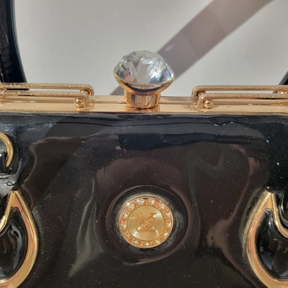 SOLD - Elegant Shinny Black Handbag - Picture 2 of 5